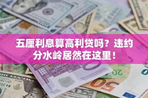 武汉五厘利息算高利贷吗？违约分水岭居然在这里！