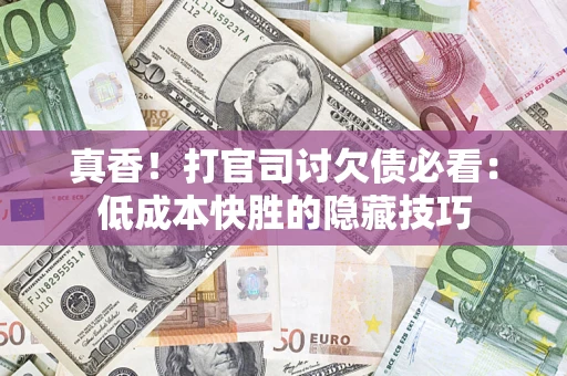 武汉真香！打官司讨欠债必看：低成本快胜的隐藏技巧